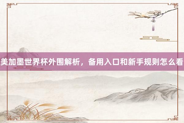 美加墨世界杯外围解析，备用入口和新手规则怎么看