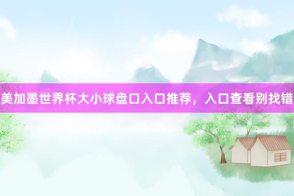 美加墨世界杯大小球盘口入口推荐，入口查看别找错