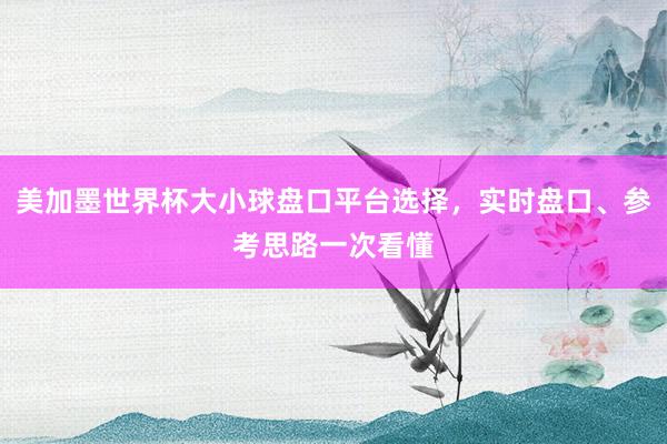 美加墨世界杯大小球盘口平台选择，实时盘口、参考思路一次看懂