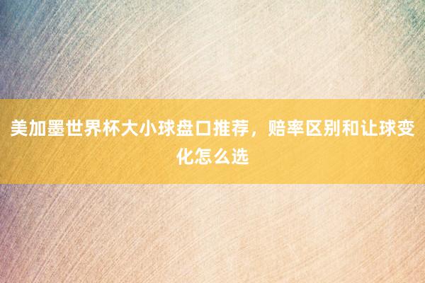 美加墨世界杯大小球盘口推荐，赔率区别和让球变化怎么选