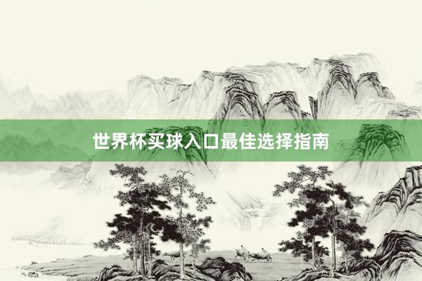 世界杯买球入口最佳选择指南